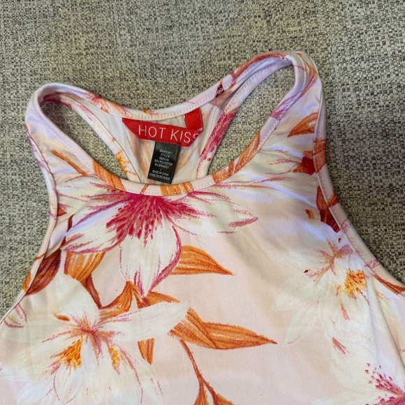 Hot Kiss Tropical Pink Floral Sports Tank Top Athletic Sports Bra Sz Large - Picture 4 of 10
